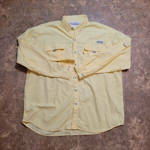 Columbia PFG Bahama II Fishing Shirt Mens 2XT Yellow Long Sleeve Vented Outdoor
